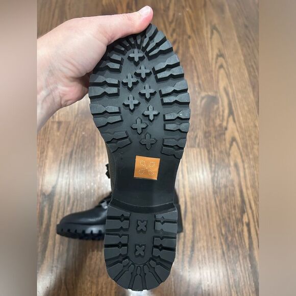 New Caslon Tatum Faux Fur Lined Lug Women Leather Bootie size 7 Black - Picture 7 of 8